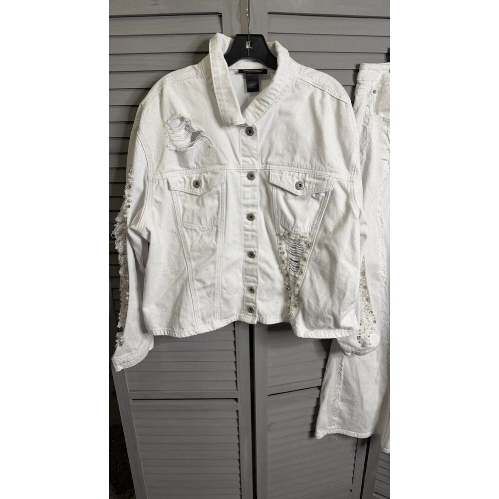 Ashley Stewart White Denim Pants Set Size 22/24